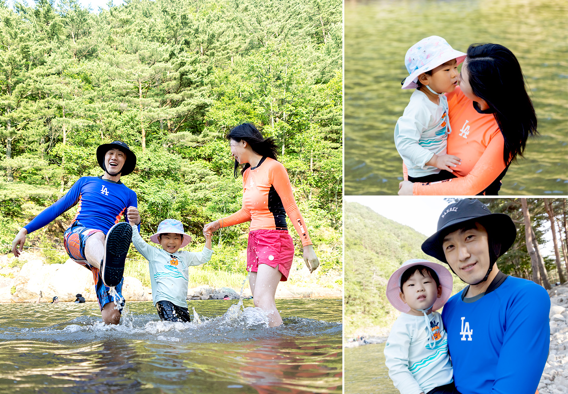  이승기 주임 가족과 함께 물놀이를 하고 있다.